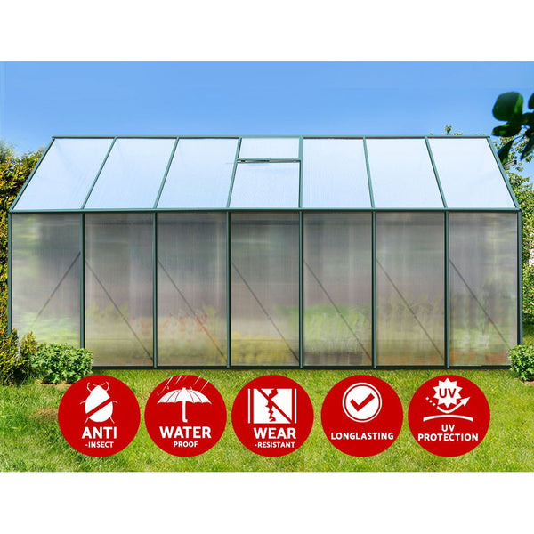 Greenfingers Aluminium Greenhouse Green House Garden Polycarbonate 4.43X2.44M Greenfingers
