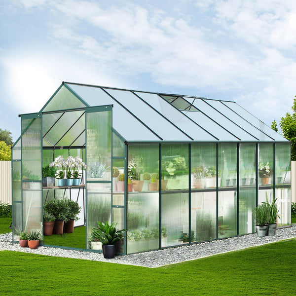 Greenfingers Aluminium Greenhouse Green House Garden Polycarbonate 4.43X2.44M Greenfingers