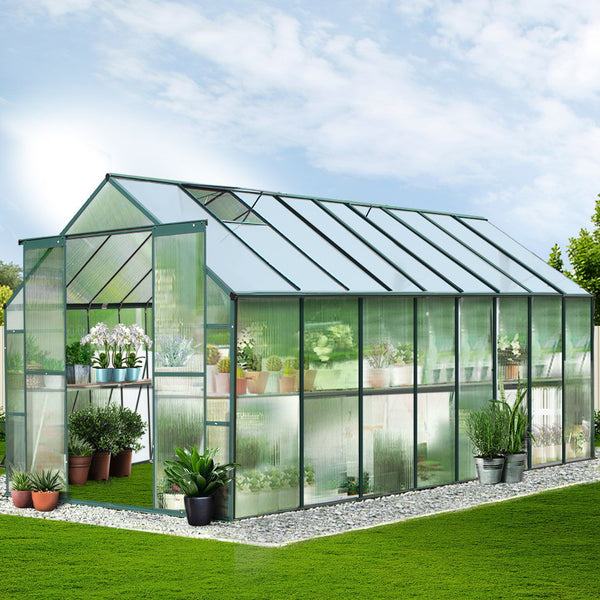Greenfingers Aluminium Greenhouse Polycarbonate Green House Garden Shed 5.1x2.44M Greenfingers