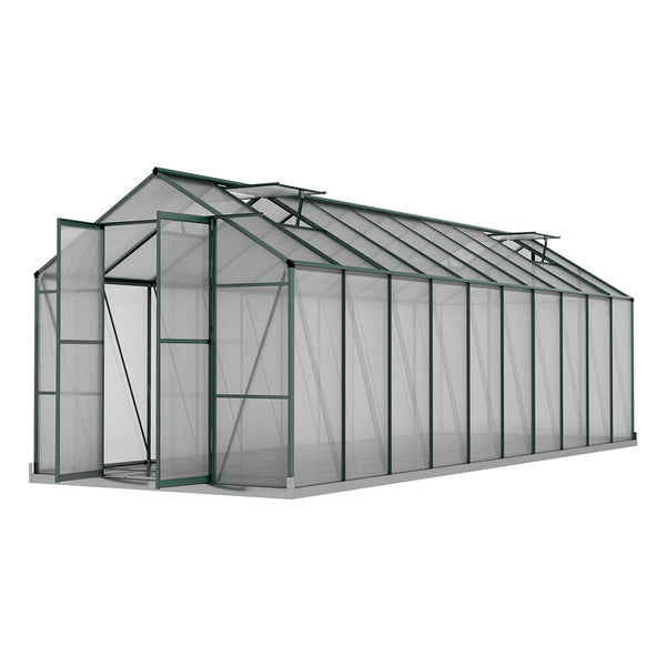 Greenfingers Greenhouse 6.3x2.44x2.1M Aluminium Polycarbonate Green House Garden Shed Greenfingers