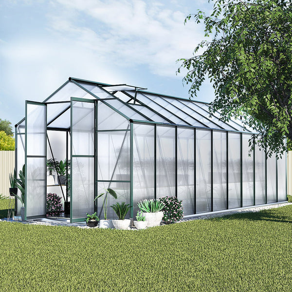 Greenfingers Greenhouse 6.3x2.44x2.1M Aluminium Polycarbonate Green House Garden Shed Greenfingers