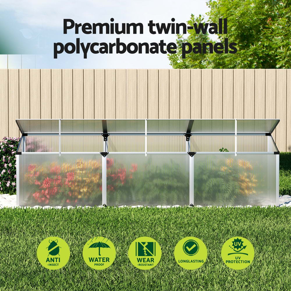 Greenfingers Aluminium Greenhouse 180x50x50 cm Green House Polycarbonate Garden Greenfingers