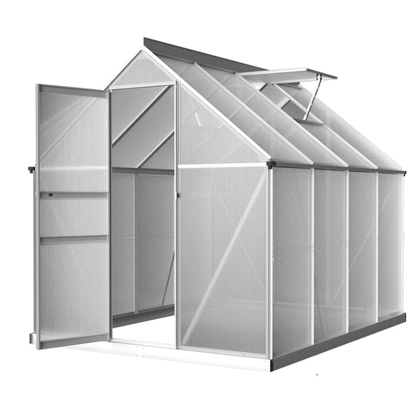 Greenfingers Greenhouse Aluminium Green House Polycarbonate Garden Shed 2.4x1.9M Greenfingers