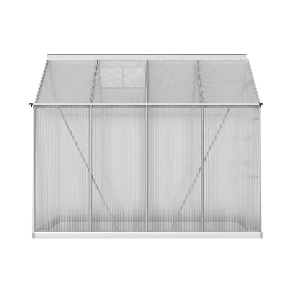 Greenfingers Greenhouse 2.42x2.5x2.26M Aluminium Double Doors Green House Garden Shed Greenfingers
