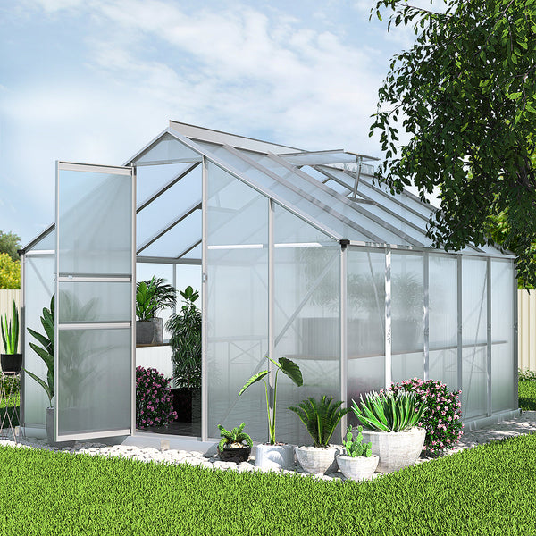 Greenfingers Greenhouse Aluminium Polycarbonate Green House Garden Shed 3x2.5M Greenfingers