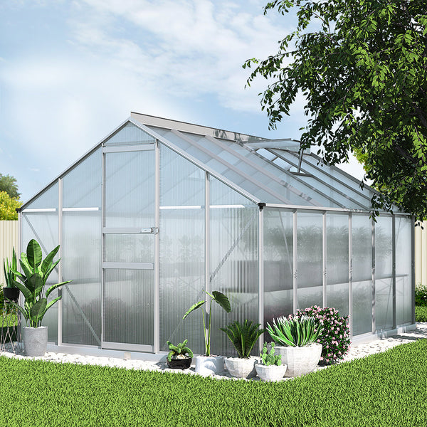 Greenfingers Greenhouse Aluminium Green House Garden Shed Polycarbonate 3.6x2.5M Greenfingers