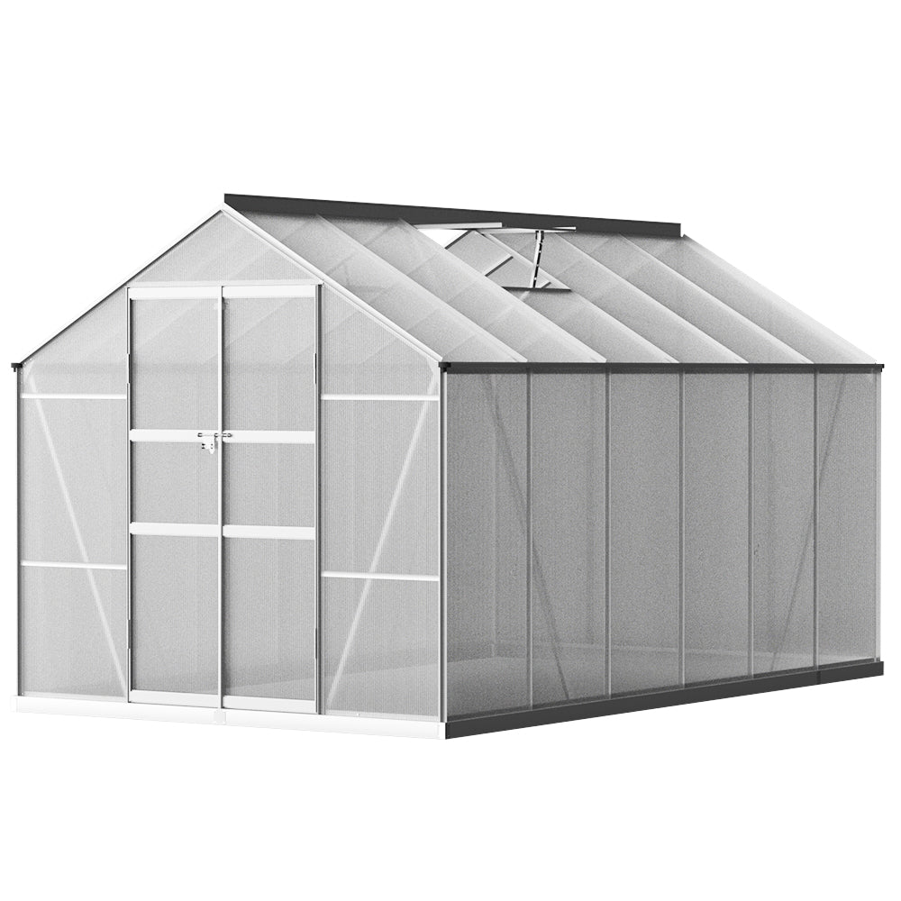 Greenfingers Aluminium Greenhouse Green House Garden Shed Polycarbonate 3.7x2.5M Greenfingers