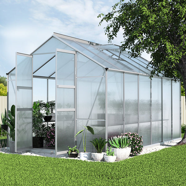 Greenfingers Aluminium Greenhouse Green House Garden Shed Polycarbonate 3.7x2.5M Greenfingers