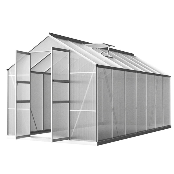 Greenfingers Greenhouse Aluminium Green House Garden Shed Polycarbonate 4.1x2.5M Greenfingers