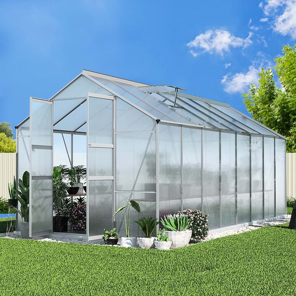 Greenfingers Aluminium Greenhouse Polycarbonate Green House Garden Shed 4.7x2.5M Greenfingers