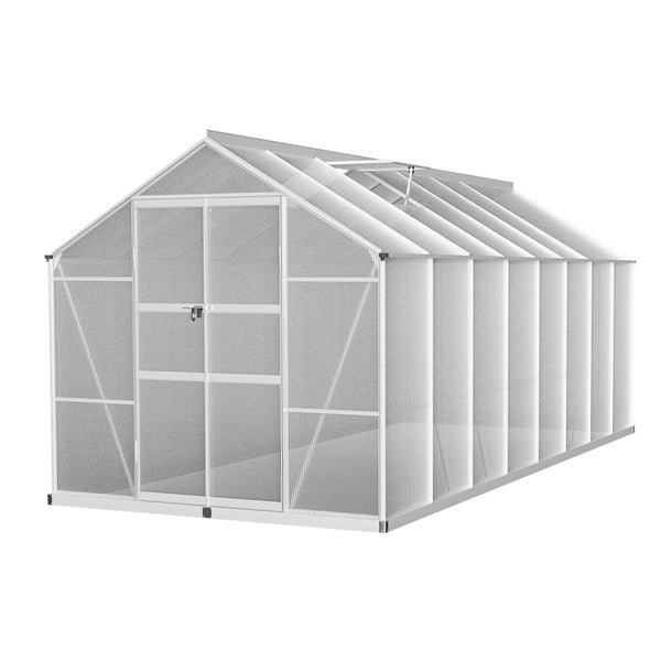 Greenfingers Aluminium Greenhouse Polycarbonate Green House Garden Shed 4.7x2.5M Greenfingers