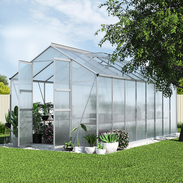 Greenfingers Aluminium Greenhouse Polycarbonate Green House Garden Shed 4.7x2.5M Greenfingers