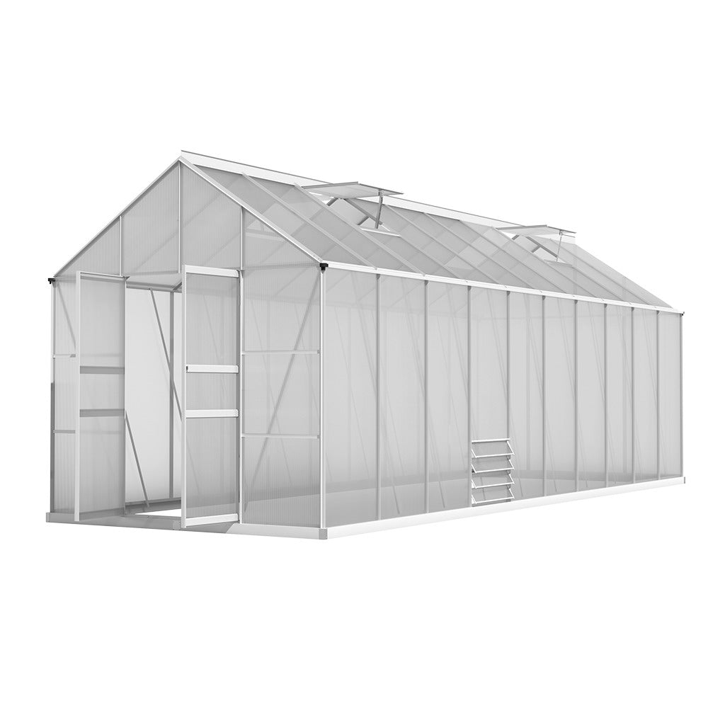 Greenfingers Greenhouse Aluminium Large Green House Garden Shed 6X2.4M Greenfingers
