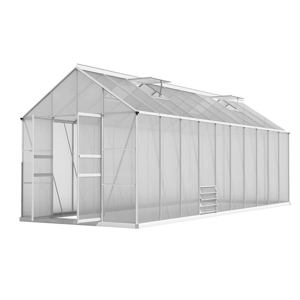 Greenfingers Greenhouse Aluminium Large Green House Garden Shed 6X2.4M Greenfingers