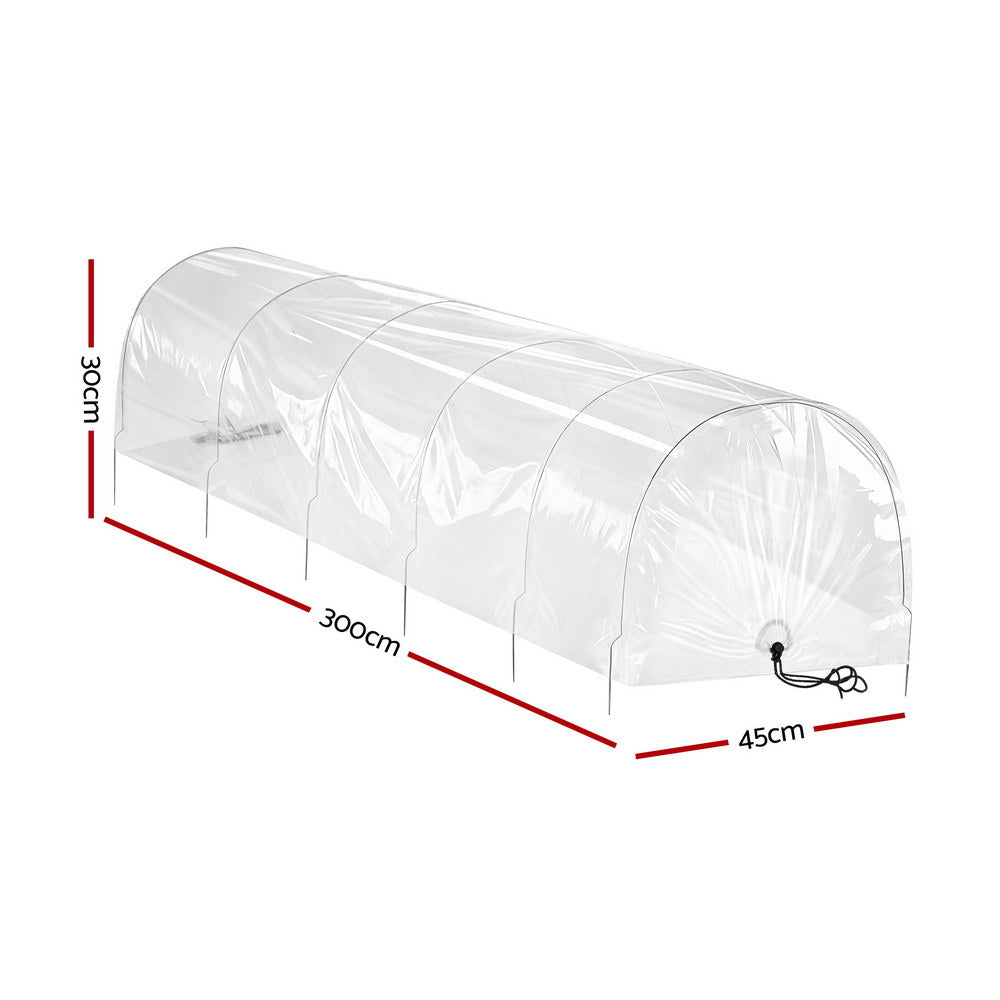 Green Fingers Mini Greenhouse 300x45x30cm Tunnel Clear PVC Steel Frame Portable Awezingly