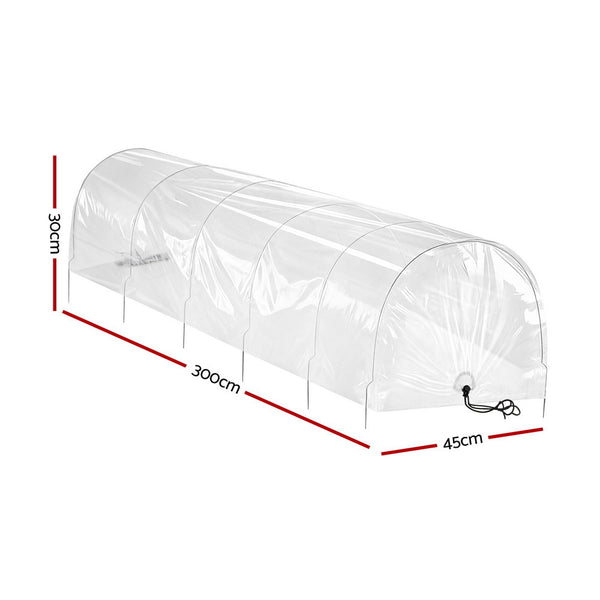 Green Fingers Mini Greenhouse 300x45x30cm Tunnel Clear PVC Steel Frame Portable Awezingly