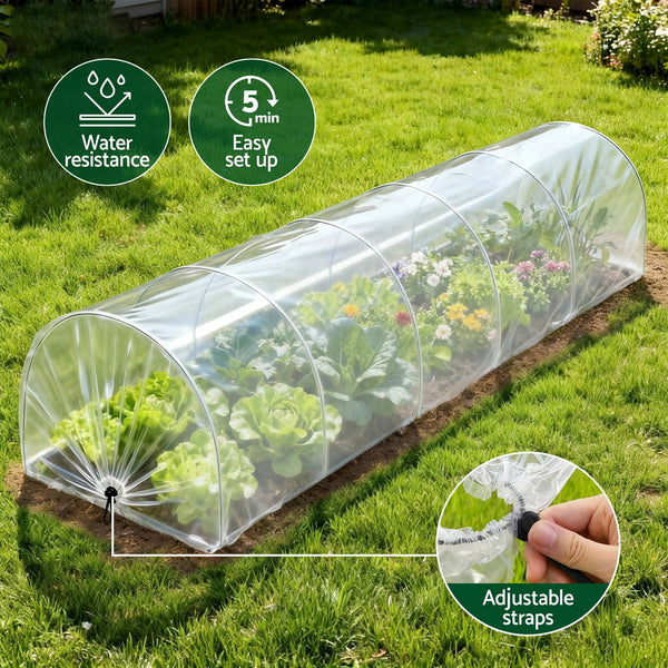Green Fingers Mini Greenhouse 300x45x30cm Tunnel Clear PVC Steel Frame Portable Awezingly