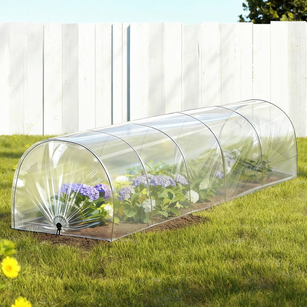 Green Fingers Mini Greenhouse 300x45x30cm Tunnel Clear PVC Steel Frame Portable Awezingly