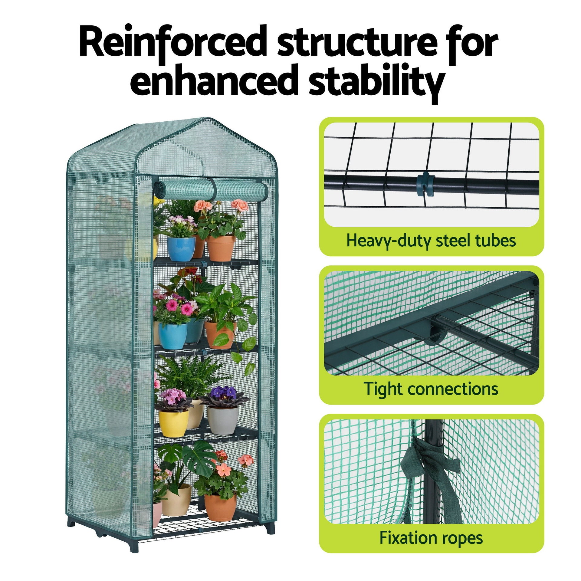 Green Fingers Greenhouse 4 Tiers Mini Green House Garden Bed 1.6x0.7x0.5M Awezingly