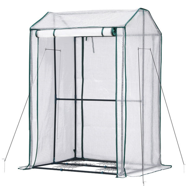 Green Fingers Mini Greenhouse PE Cover Green House Roll-Up Zippered Door 1.0x0.8x1.5M Greenfingers