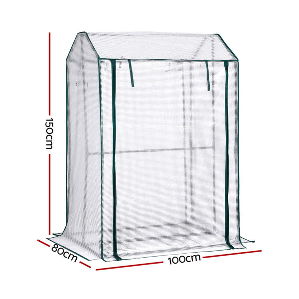Green Fingers Mini Greenhouse PE Cover Green House Roll-Up Zippered Door 1.0x0.8x1.5M Greenfingers