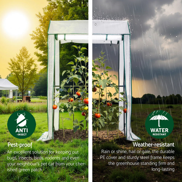 Green Fingers Mini Greenhouse PE Cover Green House Roll-Up Zippered Door 1.0x0.8x1.5M Greenfingers