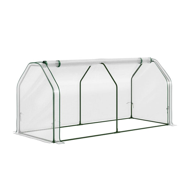 Green Fingers Mini Greenhouse PE Cover Green House Roll-Up Zippered Door 1.2x0.5x0.6M Greenfingers