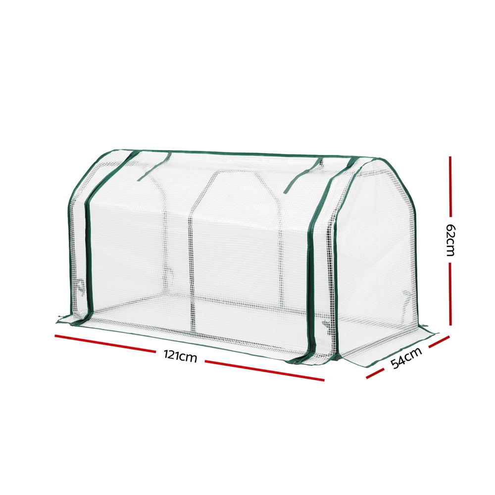 Green Fingers Mini Greenhouse PE Cover Green House Roll-Up Zippered Door 1.2x0.5x0.6M Greenfingers