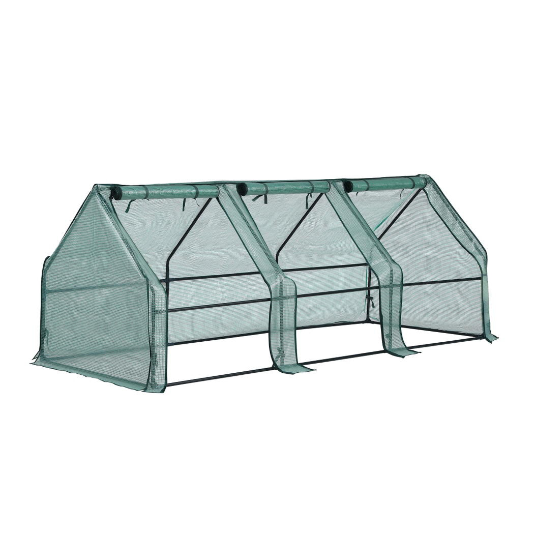 Green Fingers Mini Greenhouse 240x90x90cm Steel Frame PE Cover Outdoor Shelter Awezingly
