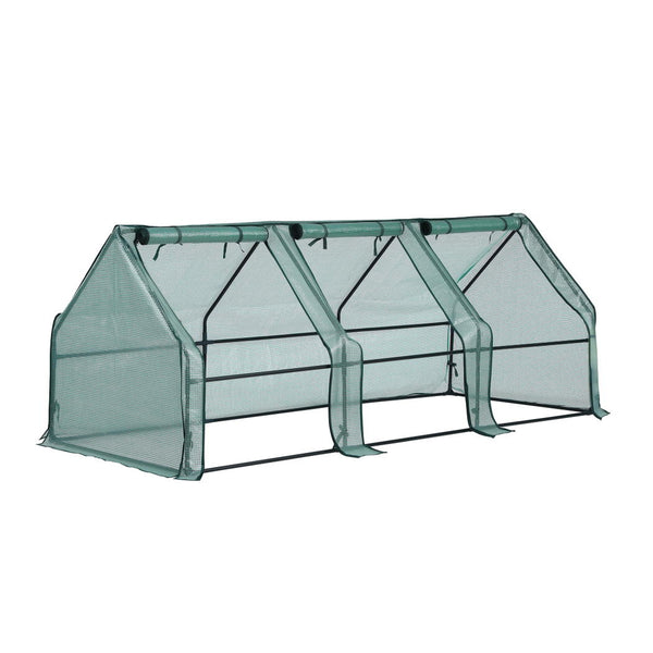Green Fingers Mini Greenhouse 240x90x90cm Steel Frame PE Cover Outdoor Shelter Awezingly