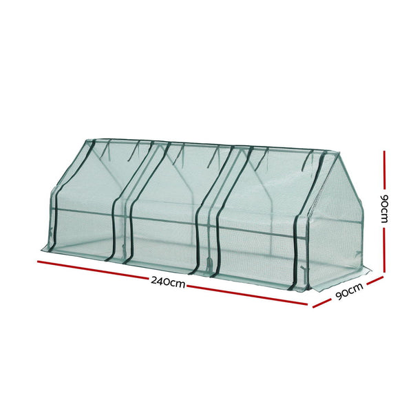 Green Fingers Mini Greenhouse 240x90x90cm Steel Frame PE Cover Outdoor Shelter Awezingly