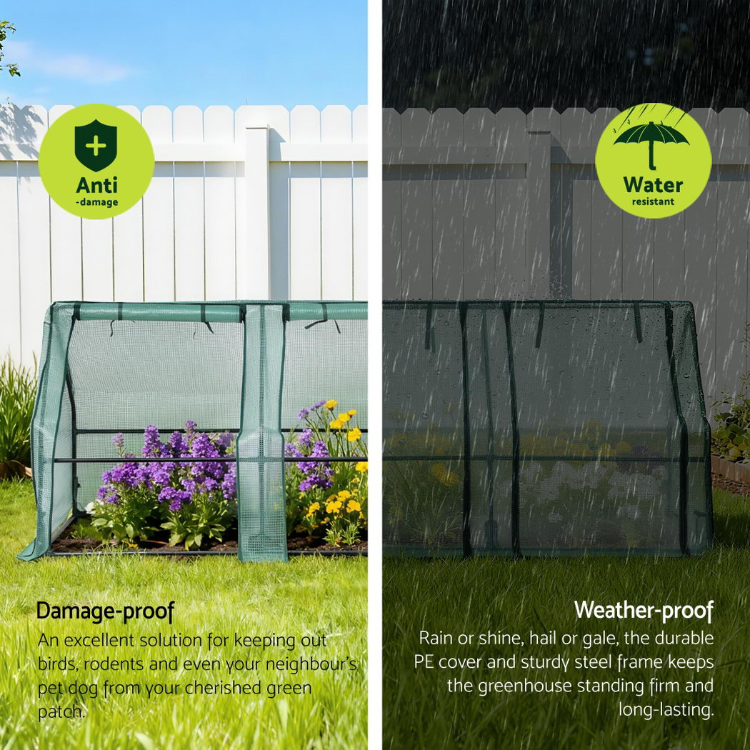 Green Fingers Mini Greenhouse 240x90x90cm Steel Frame PE Cover Outdoor Shelter Awezingly