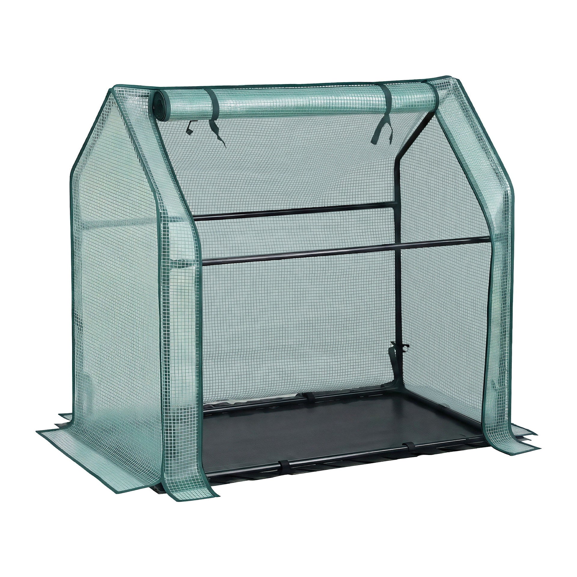Green Fingers Mini Greenhouse 91x46x84cm Steel Frame PE Cover Outdoor Shelter Awezingly