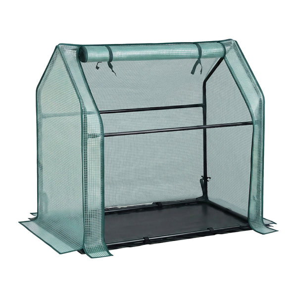 Green Fingers Mini Greenhouse 91x46x84cm Steel Frame PE Cover Outdoor Shelter Awezingly