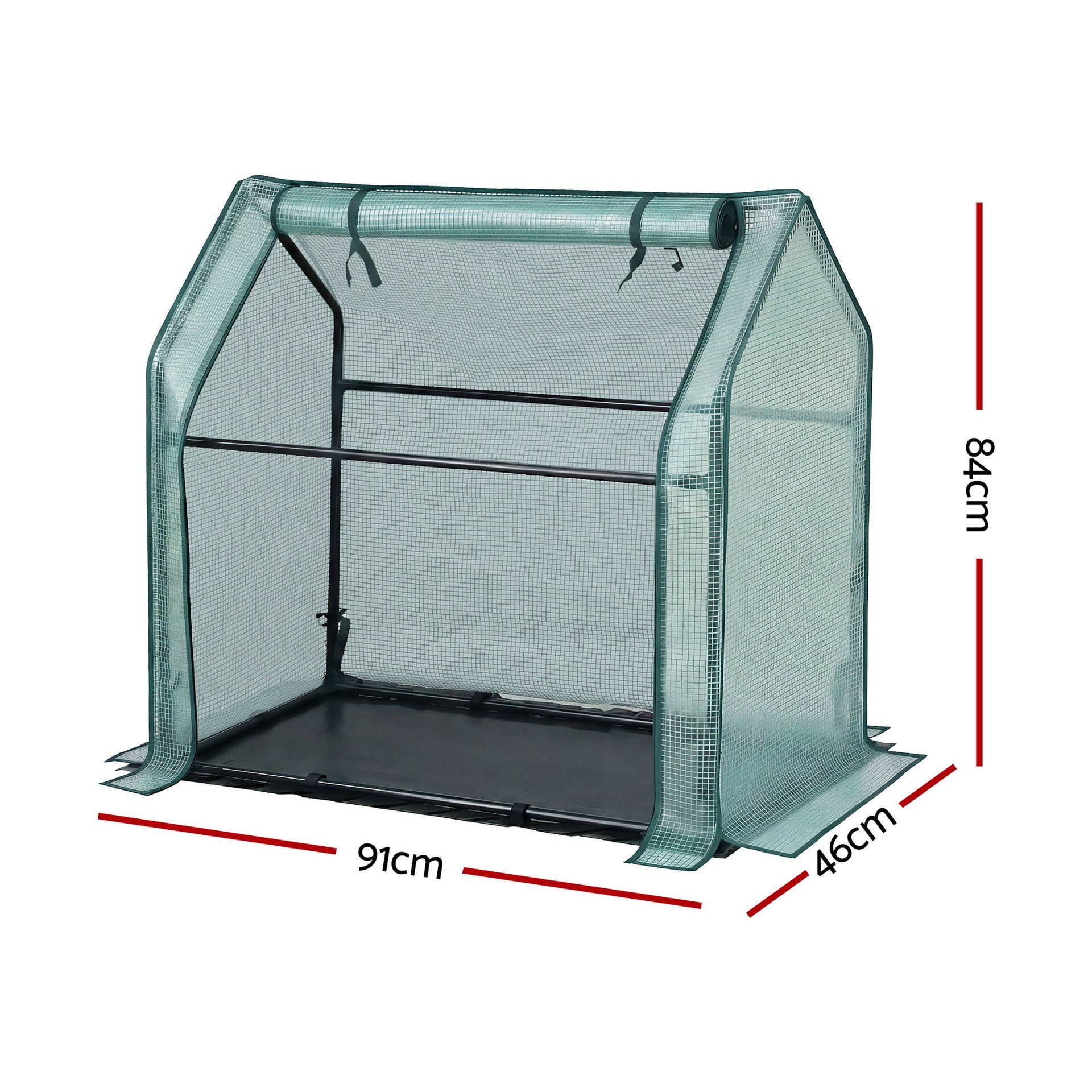 Green Fingers Mini Greenhouse 91x46x84cm Steel Frame PE Cover Outdoor Shelter Awezingly