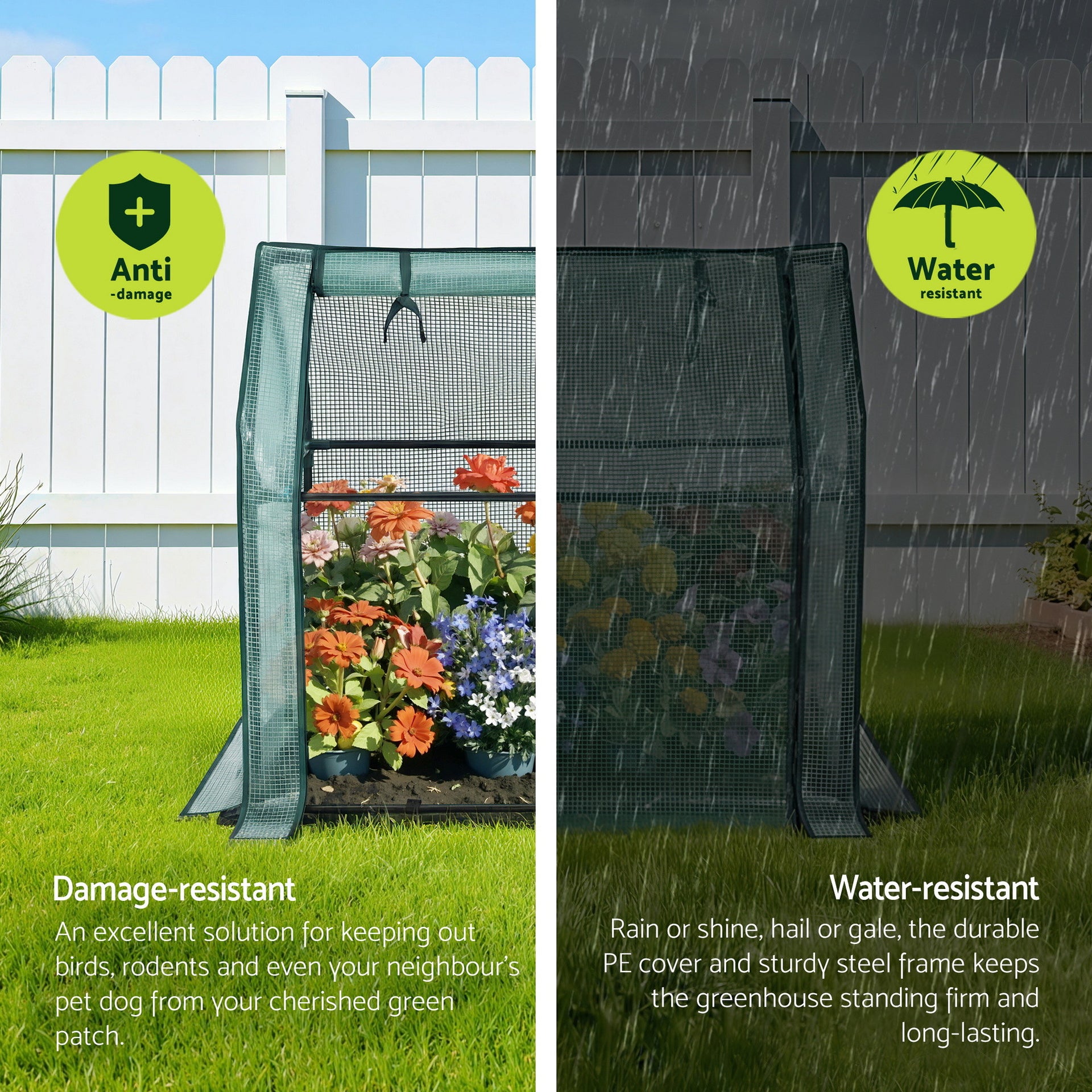 Green Fingers Mini Greenhouse 91x46x84cm Steel Frame PE Cover Outdoor Shelter Awezingly