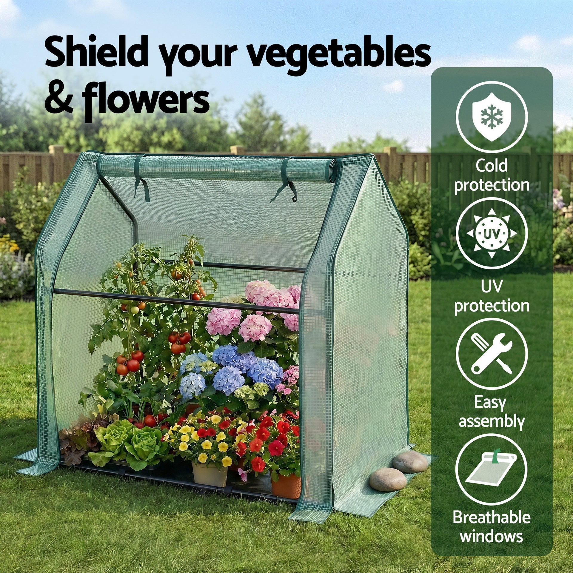 Green Fingers Mini Greenhouse 91x46x84cm Steel Frame PE Cover Outdoor Shelter Awezingly