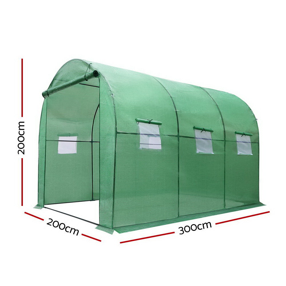 Greenfingers Greenhouse 3x2x2M Walk in Green House Tunnel Plant Garden Shed Dome Greenfingers