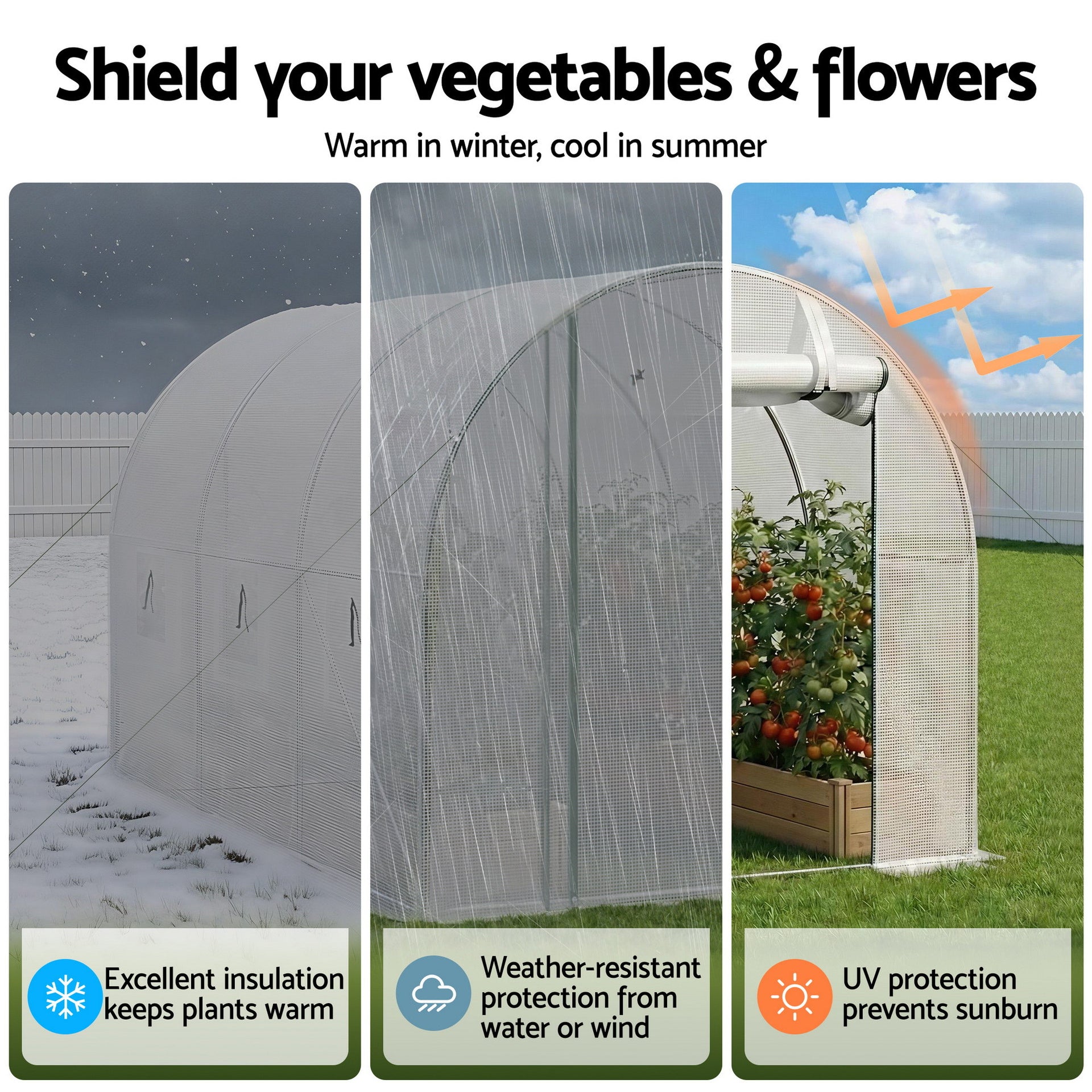 Green Fingers Greenhouse 3x2x2M Walk in Green House White Awezingly