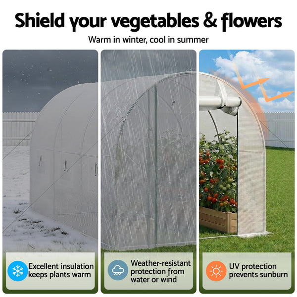 Green Fingers Greenhouse 3x2x2M Walk in Green House White Awezingly
