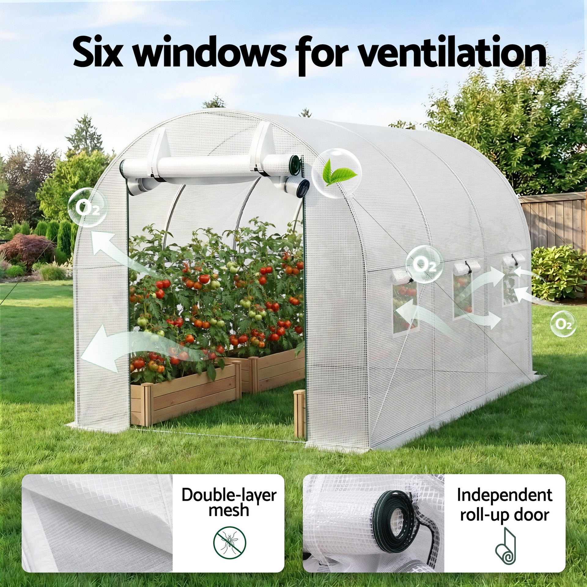 Green Fingers Greenhouse 3x2x2M Walk in Green House White Awezingly