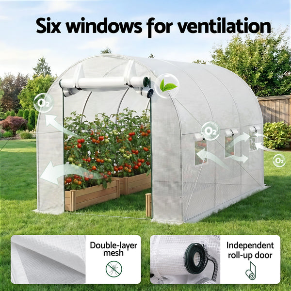 Green Fingers Greenhouse 3x2x2M Walk in Green House White Awezingly
