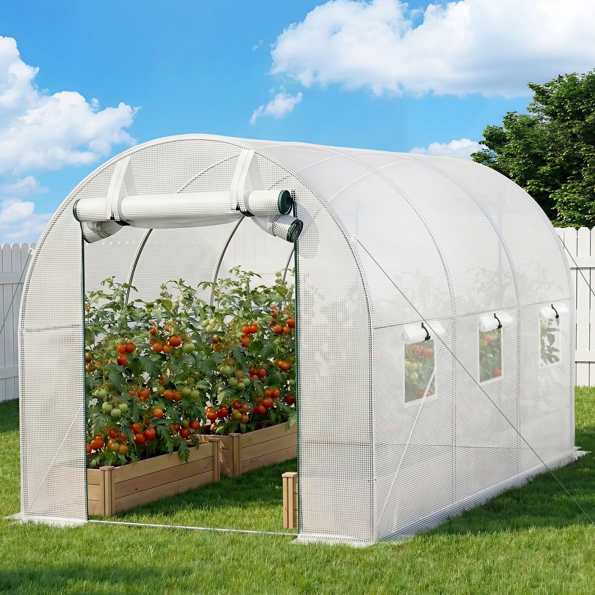 Green Fingers Greenhouse 3x2x2M Walk in Green House White Awezingly