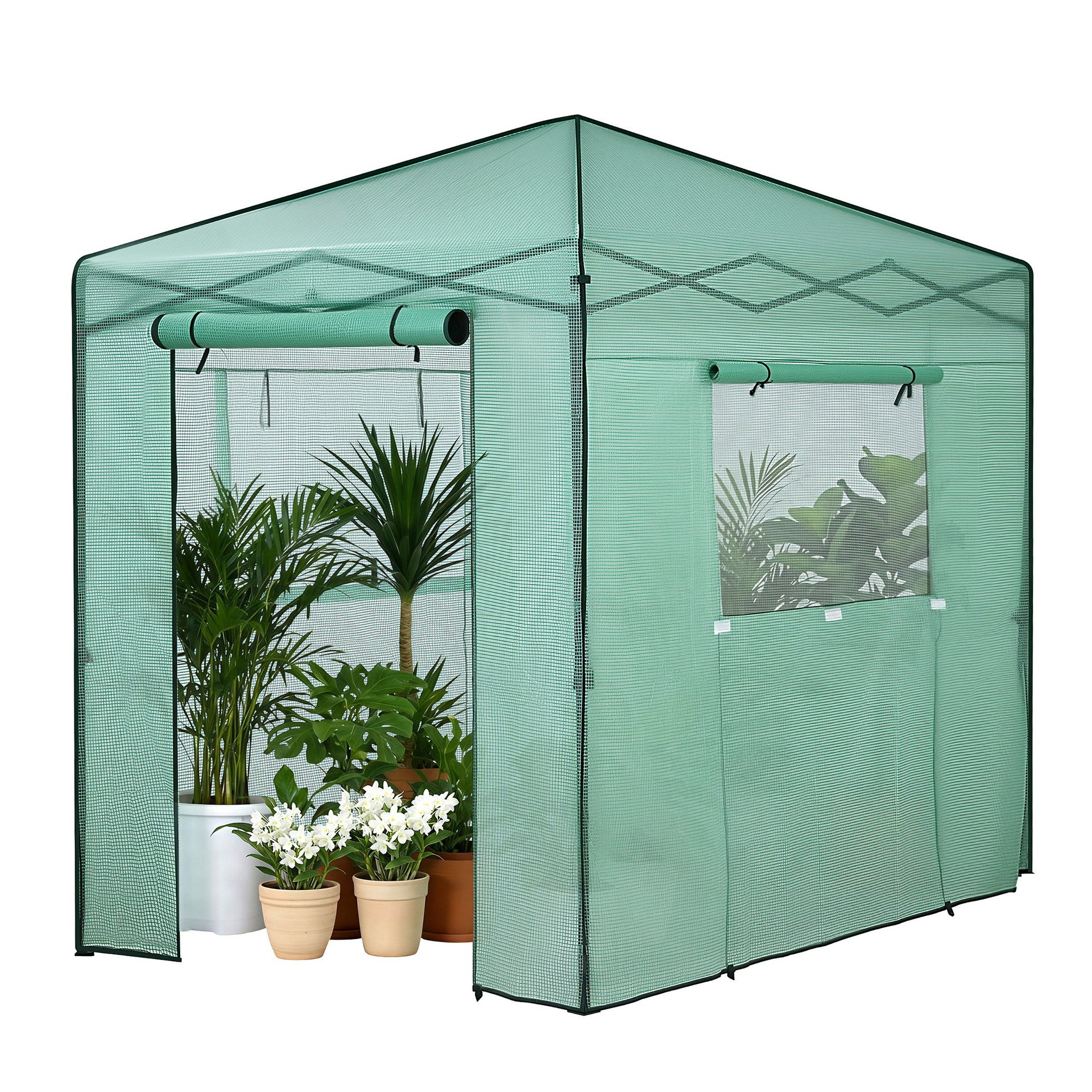Green Fingers Greenhouse 180x240x240cm Steel Frame PE Cover Outdoor Shelter Awezingly