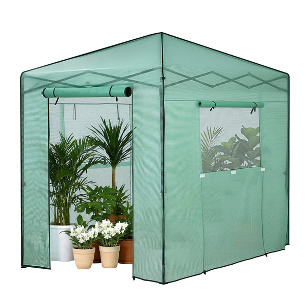 Green Fingers Greenhouse 180x240x240cm Steel Frame PE Cover Outdoor Shelter Awezingly