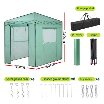 Green Fingers Greenhouse 180x240x240cm Steel Frame PE Cover Outdoor Shelter