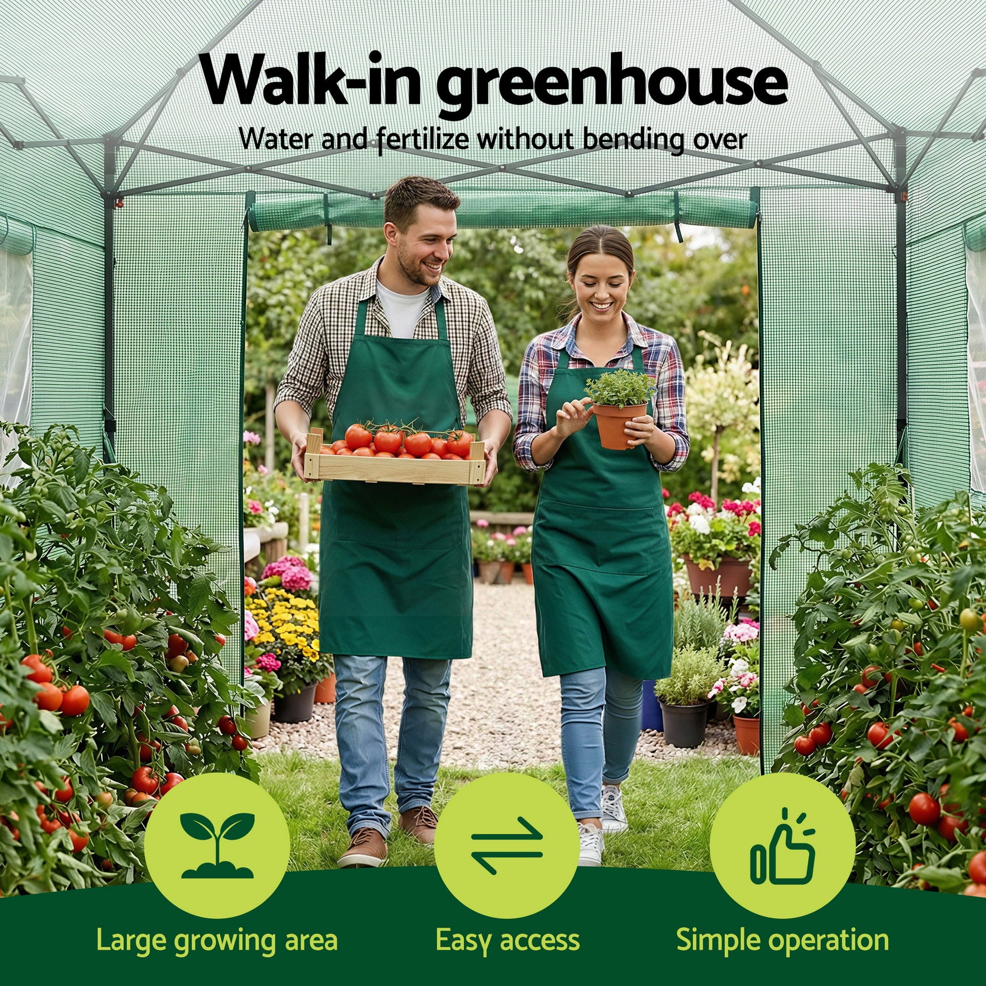 Green Fingers Greenhouse 180x240x240cm Steel Frame PE Cover Outdoor Shelter Awezingly