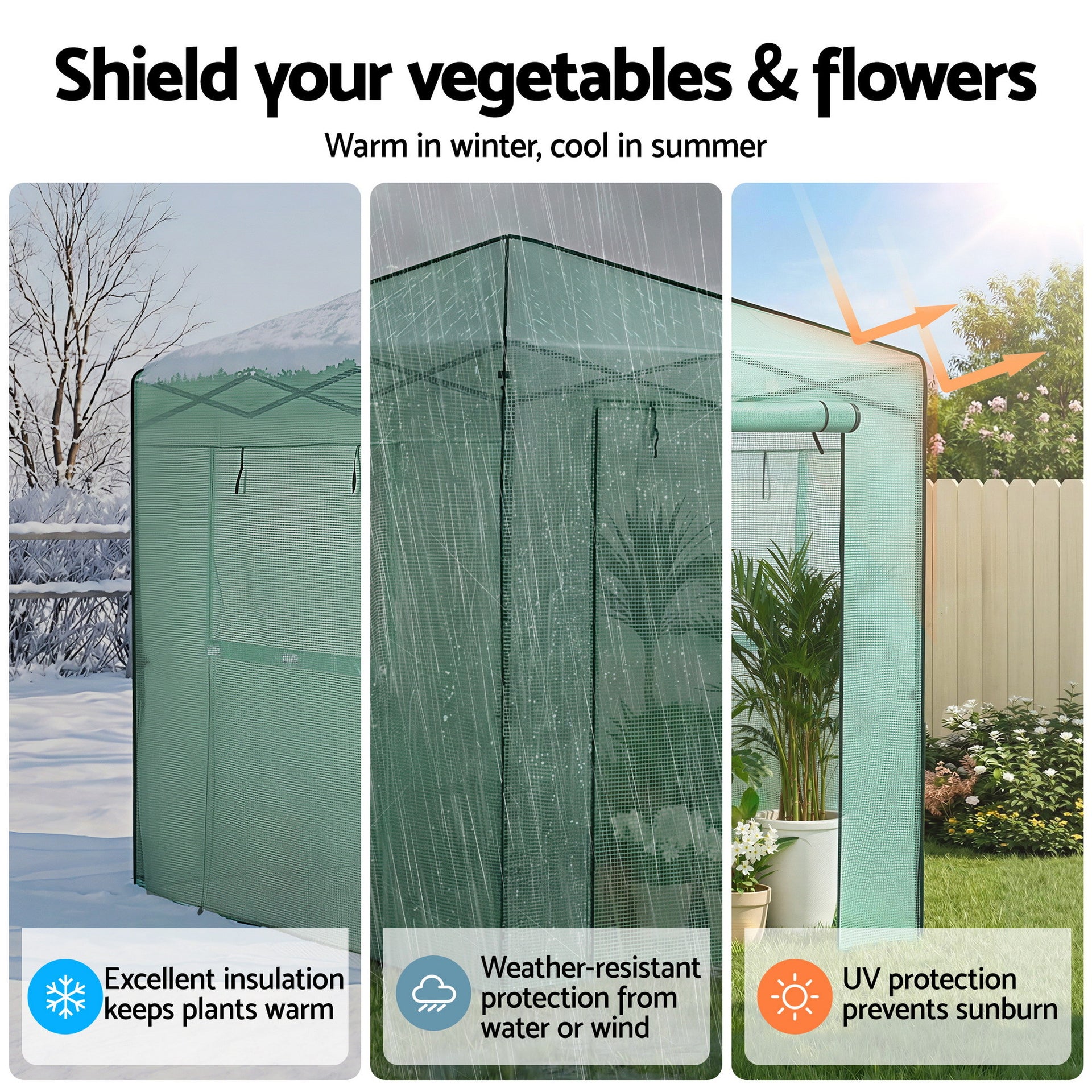 Green Fingers Greenhouse 180x240x240cm Steel Frame PE Cover Outdoor Shelter Awezingly