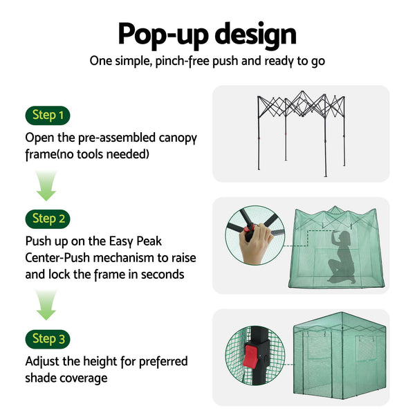 Green Fingers Greenhouse 180x240x240cm Steel Frame PE Cover Outdoor Shelter Awezingly