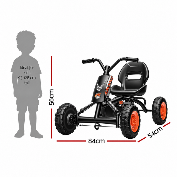 Rigo Pedal Go Kart Kids with Plastic Wheels Forward Reverse Black 84cm Awezingly